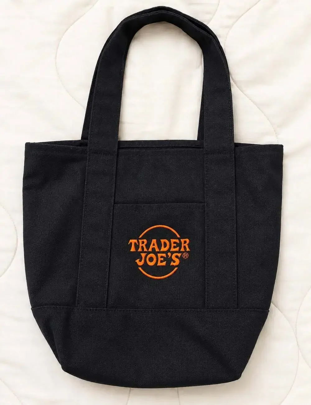 Trader Joe’s Halloween Mini Canvas Tote Black Orange Trick or Treat